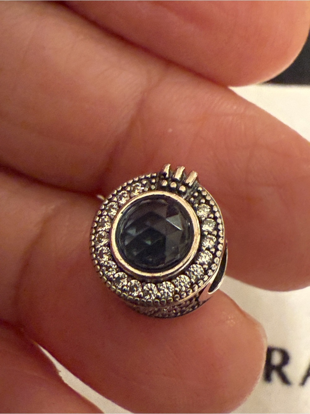 Pandora Silver Blue Faceted Crystal Halo Charm - Picture 13 of 15